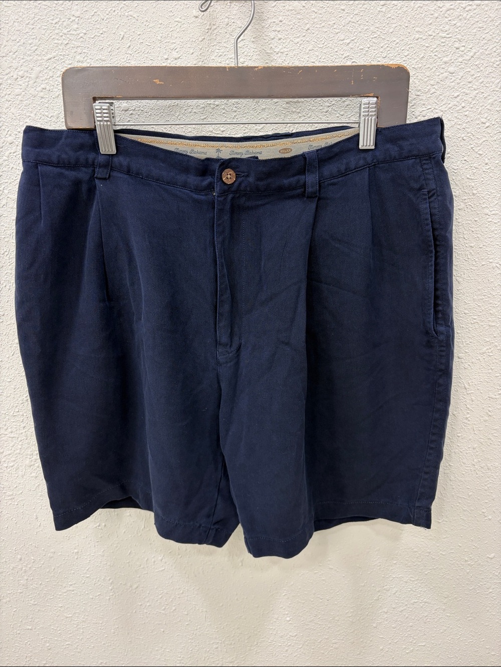 Tommy Bahama Navy Pleated-Front Casual Silk Shorts